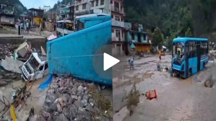 heavy-rain-himachal-mandi-dharampur-flood-bus-stand-market-destroyed मंडी में भारी बारिश से तीन की मौ*त, HRTC बसें बहीं और बस अड्डा डूबा