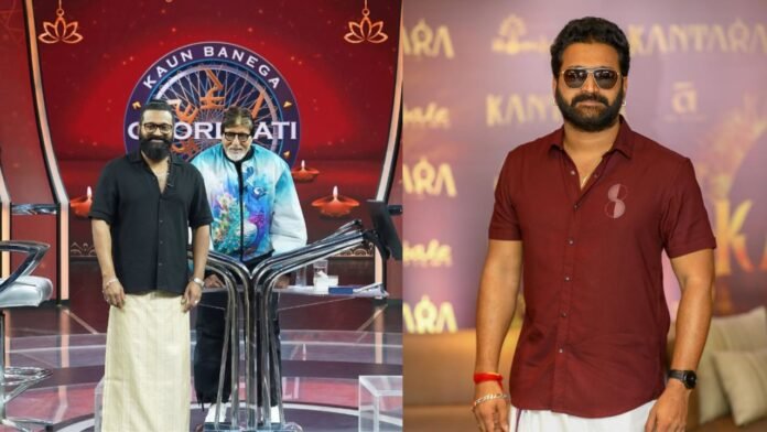 Rishabh-Shetty-or-Amitabh-Bachchan केबीसी में ऋषभ शेट्टी की एंट्री: अमिताभ बच्चन को दी लुंगी, बोले ‘अग्निपथ’ स्टाइल में