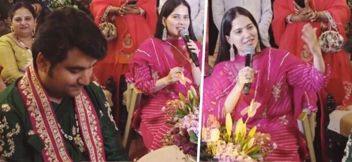 कथावाचक जया किशोरी, जिन्हें उनके भक्ति भजनों और सरल अंदाज के लिए जाना जाता है, हाल ही में इंद्रेश उपाध्याय और उनकी दुल्हन शिप्रा शर्मा