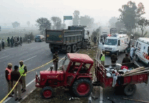 मुरादाबाद में दर्दनाक हादसा: डंपर की टक्कर से 4 की मौ*त, 14 घायल