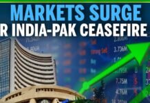 पश्चिम एशिया में सीजफायर का असर: शेयर बाजार में जबरदस्त उछाल, सेंसेक्स 2600 अंक चढ़ा, निफ्टी 23,900 के करीब