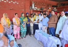 गांव के विकास कार्यों के लिए पंचायत को चेक सौंपा
