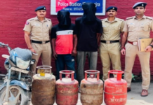गैस सिलेंडर चोरी का खुलासा, पुलिस ने दो आरोपियों को दबोचा; चार सिलेंडर और चोरी की बाइक बरामद